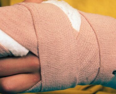Teenager with hand injury