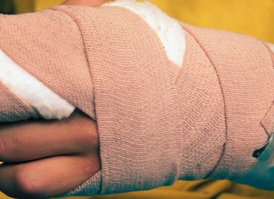 Teenager with hand injury