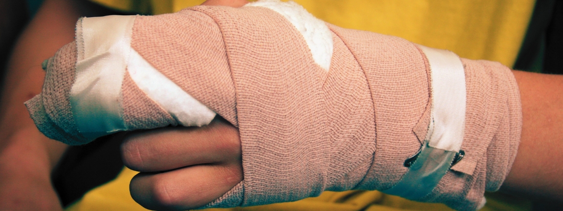 Teenager with hand injury