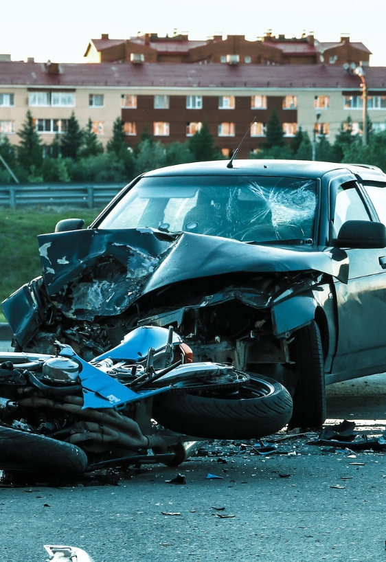 Accident with the cyan bike and car