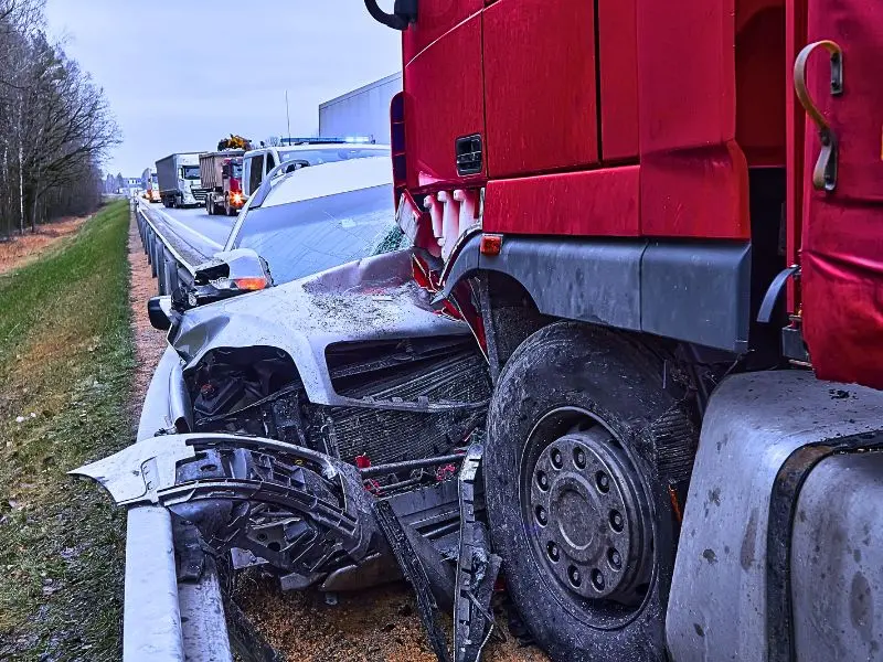 Red truck in a crash collision average truck accident settlement