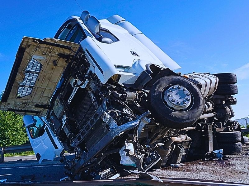 Truck accident on the highway. Truck accident injuries