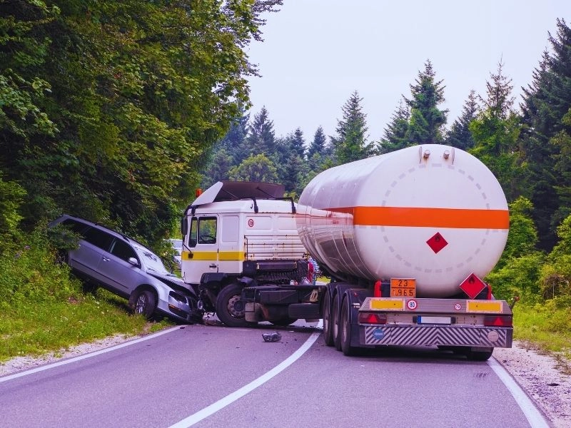 Truck and car crash accident. Truck accident lawsuit.